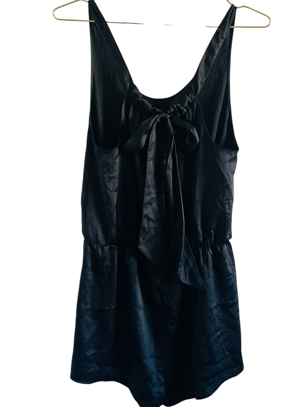 Victoria Secret Black Satin Tie-Back Short  Romper